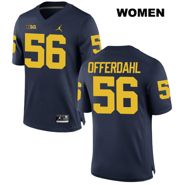 Women's NCAA Michigan Wolverines Jameson Offerdahl #56 Navy Jordan Brand Authentic Stitched Football College Jersey CV25X08CO